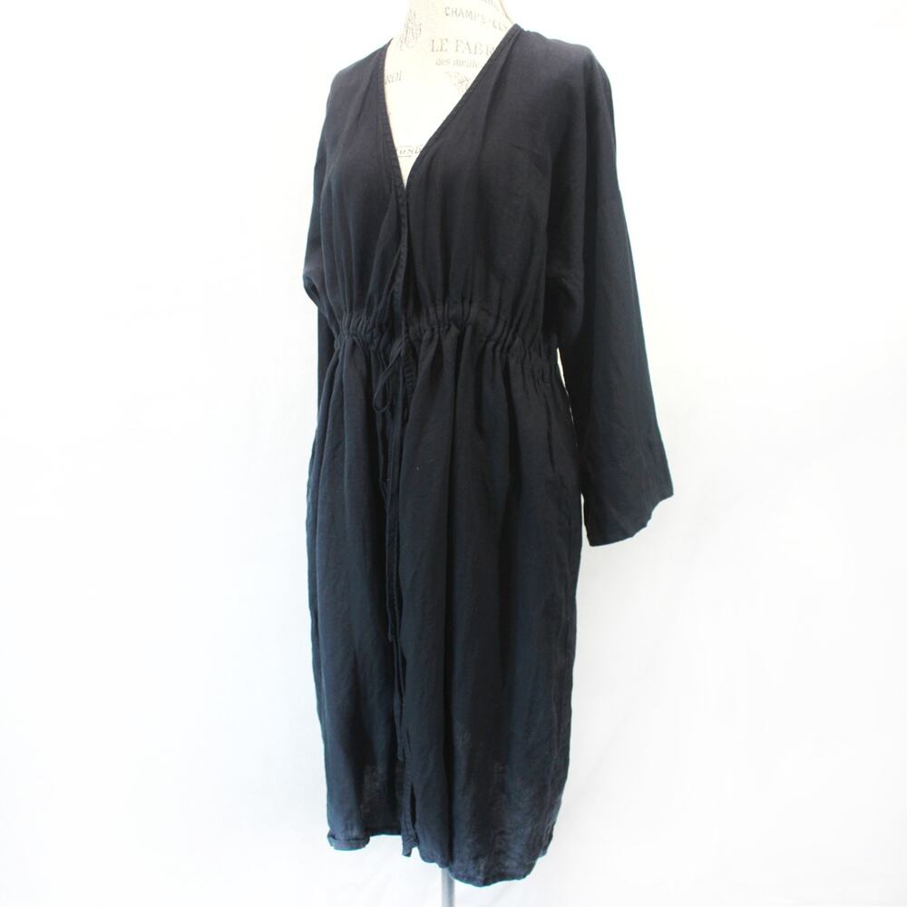 Harchman Los Angeles Astrid Black linen Jacket Duster Cover up Medium